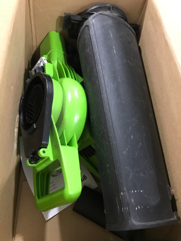 Photo 3 of Greenworks 40V 185 MPH Variable Speed Cordless Leaf Blower/Vacuum, 4.0Ah Battery and Charger Included 24322 & 40V 2.0 AH Lithium Ion Battery 29462