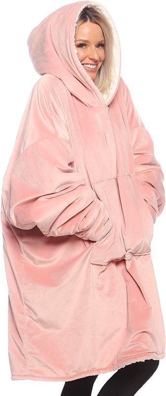 Photo 1 of THE COMFY Original | Oversized Microfiber & Sherpa Wearable Blanket, Seen On Shark Tank, One Size Fits All (Blush)
