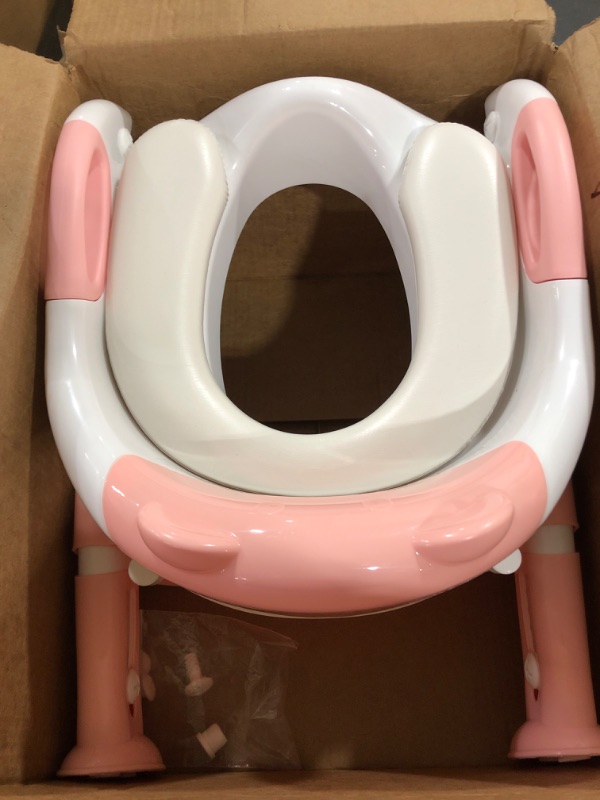 Photo 3 of Fedicelly Potty Training Seat Ladder Toddler ,Potty Seat Toilet Boys Girls,Adjustable Kids Toilet Training Seat (Pink)