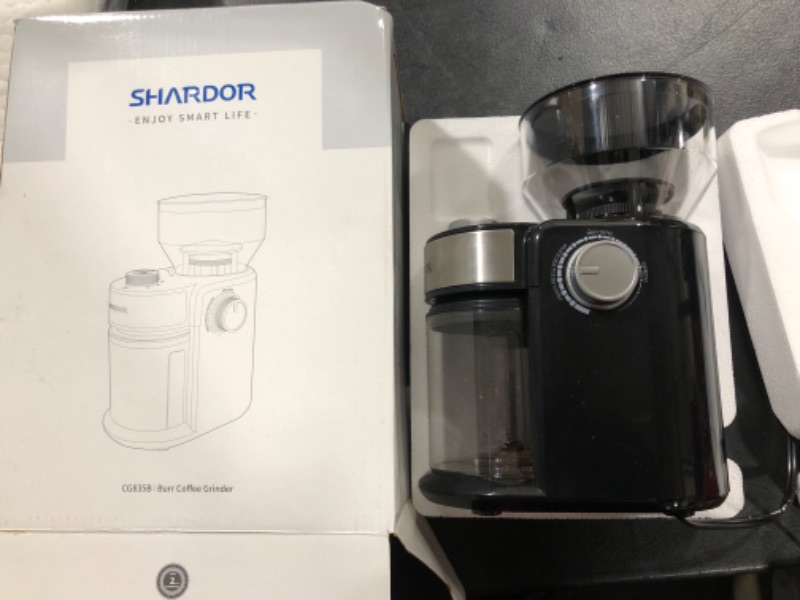 Photo 2 of SHARDOR Electric Burr Coffee Grinder 2.0, Adjustable Burr Mill with 16 Precise Grind Setting for 2-14 Cup, Black