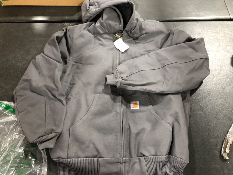 Photo 2 of Carhartt Men's Loose Fit Firm Duck Insulated Flannel-Lined Active Jacket Medium Gravel