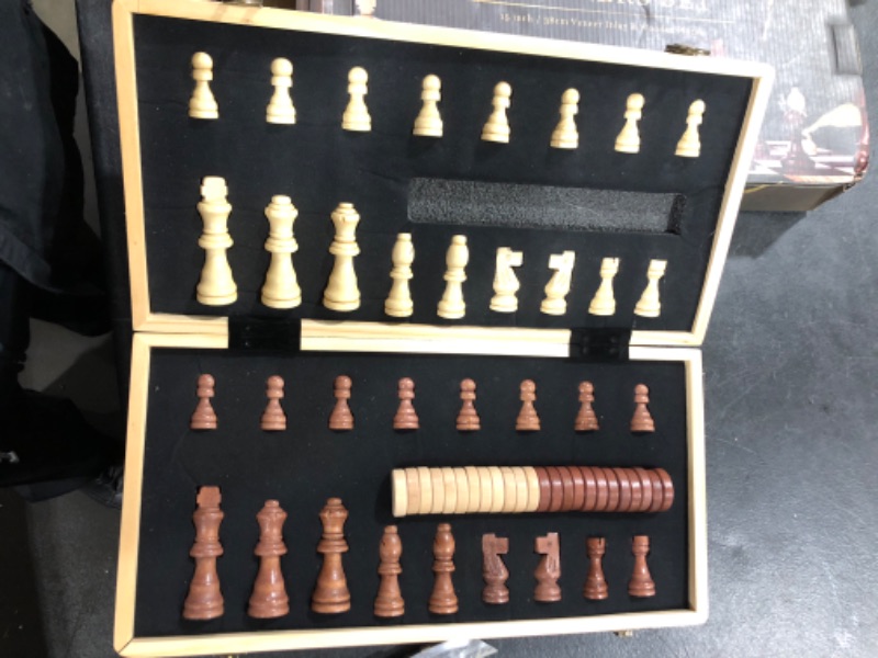 Photo 2 of 15" Wooden Chess Sets - Chess Board Game | with 2 Extra Queens | Wooden Chess Set | Chess Board Set | Chess Sets for Adults | Chess Sets for Adults & Kids