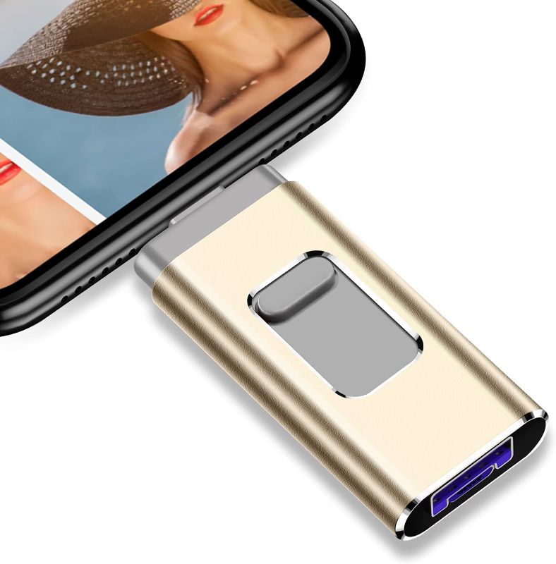 Photo 1 of iPhone Flash Drive Photo Stick, USB 3.0 Memory Stick for Photos,1000GB Photostick Thumb DriveCompatible withfor Phone/PC/Pad(Gold 1000GB)
