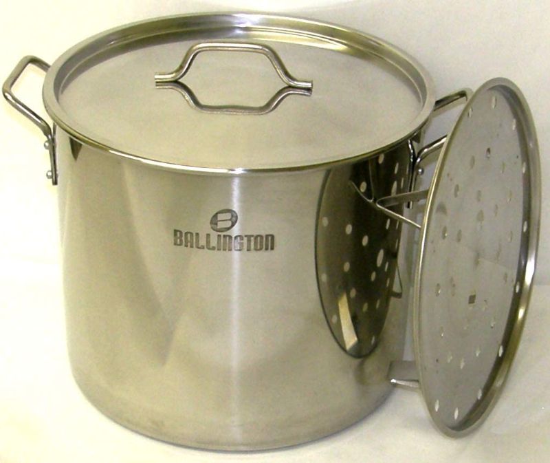 Photo 1 of 60 Quart Stainless Steel Stock Pot with Rack & Lid by Ballington
