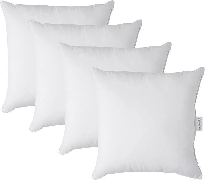 Photo 1 of 18x18 Pillow Inserts Pack of 4 - White Throw Pillows, Throw Pillow Inserts for Decorative Pillow Covers, Throw Pillows for Bed, Couch Pillows for Living Room, Throw Pillows for Couch, Fluffy Pillows
