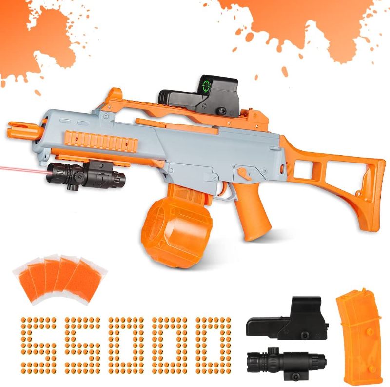 Photo 1 of Large Splat Blaster Automatic, Big Splat Blaster with 55000 Gel Balls & Upgrad Drum Magazine, Auto Gel Ball Blaster Toys Gift for Boys Kids Adults (G36-orange)
