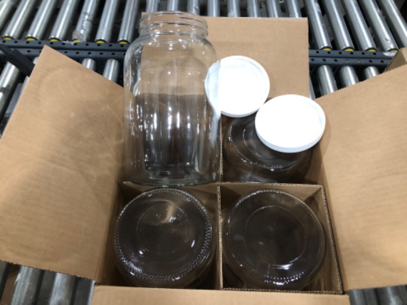 Photo 2 of 1-GALLON Glass Jar Wide Mouth (4 PACK) – MADE IN USA – 128oz Mason Jar with Lids – Used for Canning Fermenting Kombucha Kefir Yogurt BPA Free