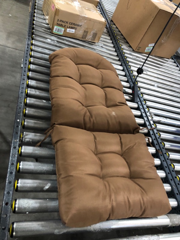 Photo 1 of 46-inch by 19-inch Tufted Solid Twill Bench Cushion Brown-Color
