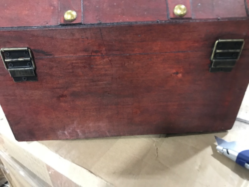 Photo 1 of Antique Wooden Pirate Chest with Lion Rings