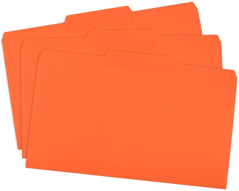 Photo 1 of Blue Summit Supplies Orange File Folders, 1/3 Cut Tab, Legal Size, Great for Organizing and Easy File Storage, 100 Per Box