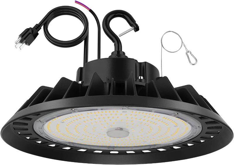 Photo 1 of BFT UFO LED High Bay Light 150W 22500LM 0-10V Dimmable 5000K,600W HID/HPS Replacement,5' Cable with 110V US Plug,UL Certified Driver IP65 Hanging Hook...
