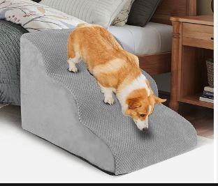 Photo 1 of 3 Steps High Density Foam Dog Stairs Ramps,Non-Slip Pet Steps for Older Dogs,Pet with Joint Pain, Sofa Bed Ladder for Cats