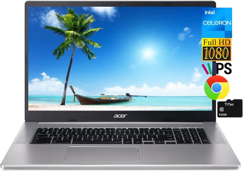 Photo 1 of Acer Chromebook 317 Ultralight Laptop | 17.3" FHD Slim-Bezel Display | Intel Celeron N4500 | 4GB Memory | 64GB eMMC | USB-C | Wi-Fi 6 | BT | Webcam | Chrome OS | 10+ Long Battery Life | TiTac Card
