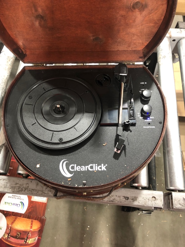 Photo 3 of ClearClick Vintage Suitcase Turntable with Bluetooth & USB - Classic Wooden Retro Style