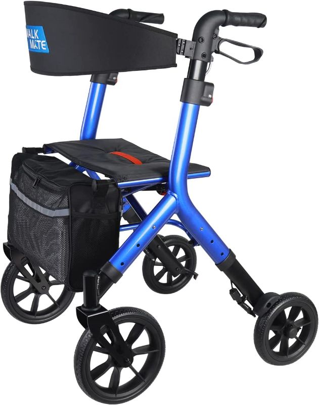 Photo 1 of 
WALK MATE Rollator Walker for Seniors Taller 5~7ft with Height-Adjustable Seat, 10 Inch Wheels Wire-Hidden Walkers Compact Folding Design Lightweight...