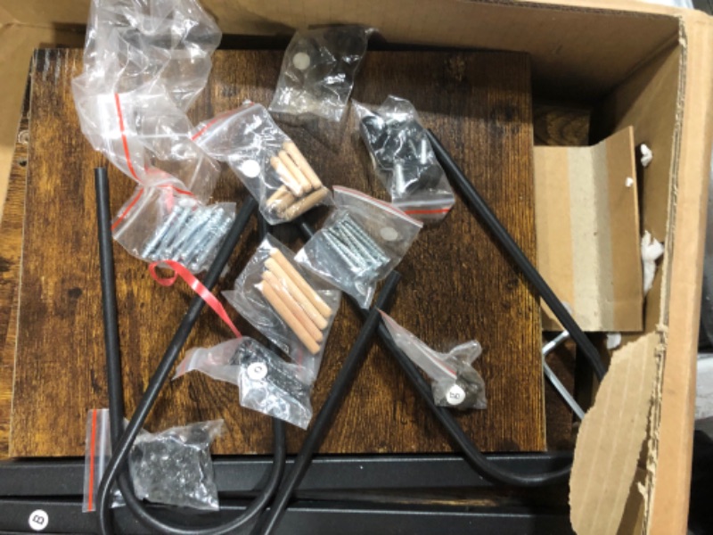 Photo 1 of Yusong Record Player Stand, Vinyl Record Storage Display Table Holds Up to100 Albums,Turntable Stand with Metal Frame, Side End Table, Nightstand for Living Room, Bedroom, Rustic Brown Rustic Brown Small