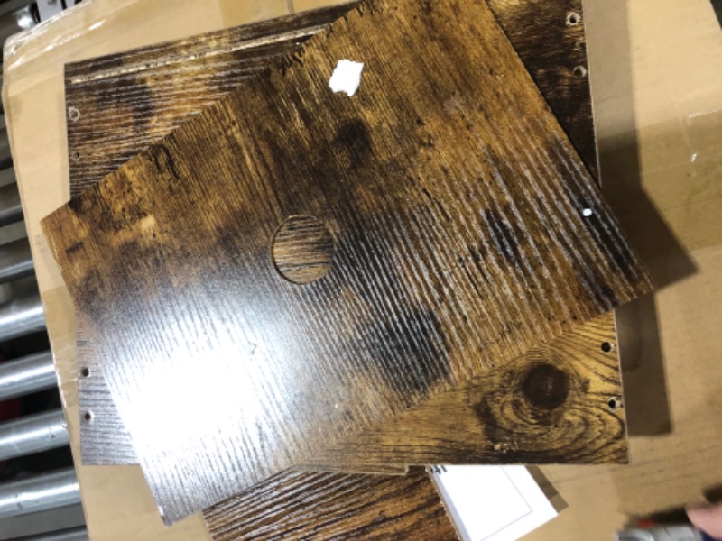 Photo 1 of Yusong Record Player Stand, Vinyl Record Storage Display Table Holds Up to100 Albums,Turntable Stand with Metal Frame, Side End Table, Nightstand for Living Room, Bedroom, Rustic Brown Rustic Brown Small