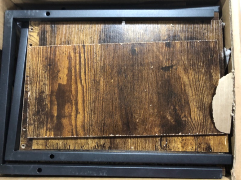 Photo 1 of Yusong Record Player Stand, Vinyl Record Storage Display Table Holds Up to100 Albums,Turntable Stand with Metal Frame, Side End Table, Nightstand for Living Room, Bedroom, Rustic Brown Rustic Brown Small