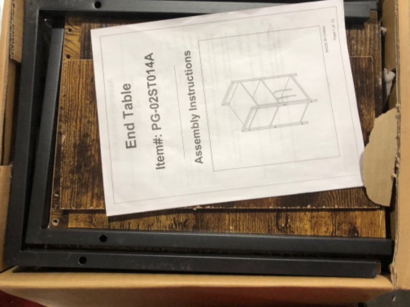 Photo 1 of Yusong Record Player Stand, Vinyl Record Storage Display Table Holds Up to100 Albums,Turntable Stand with Metal Frame, Side End Table, Nightstand for Living Room, Bedroom, Rustic Brown Rustic Brown Small