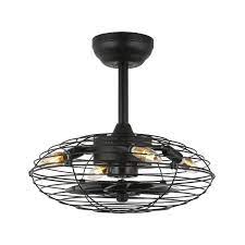 Photo 1 of 18" Industrial Caged Ceiling Fan with Light Chandelier Fan with Remote Fandelier 