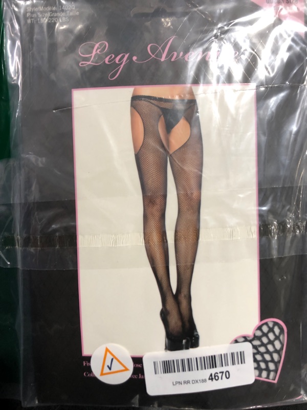 Photo 2 of Black Fishnet Suspender Pantyhose Plus Size 1402QLEGBL Black