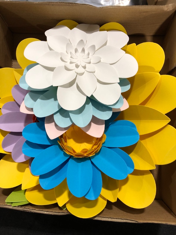 Photo 2 of 12 Pcs Floral Paper Flowers Decorations for Wall Monogram Sign Decorations Sunflower Yellow 3D Flowers for Party Photo Backdrops, Classrooms Walls, Bridal Shower, Baby Shower?Wedding and Birthday.