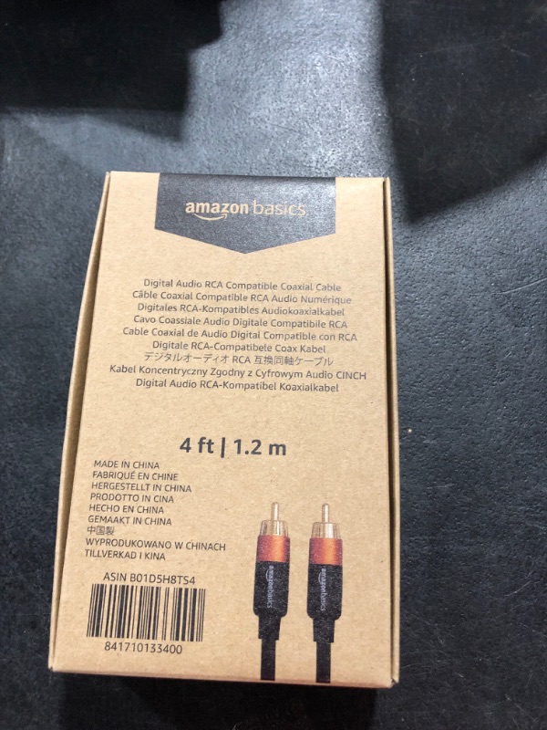 Photo 2 of Amazon Basics Digital Audio Coaxial Cable - 4 feet 4 Feet 1-Pack Coaxial Cable