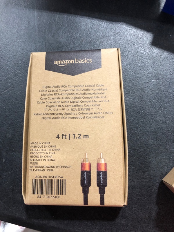 Photo 2 of Amazon Basics Digital Audio Coaxial Cable - 4 feet 4 Feet 1-Pack Coaxial Cable