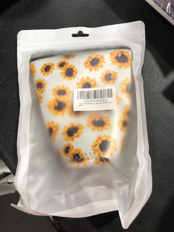Photo 1 of Iced Coffee Sleeve for Different Sized Cups,3Pcs Reusable Neoprene Iced Coffee Sleeve for Starbucks Dunkin Tim Hortons McCafe Most Coffee and Cold Drinks (Sunflower)