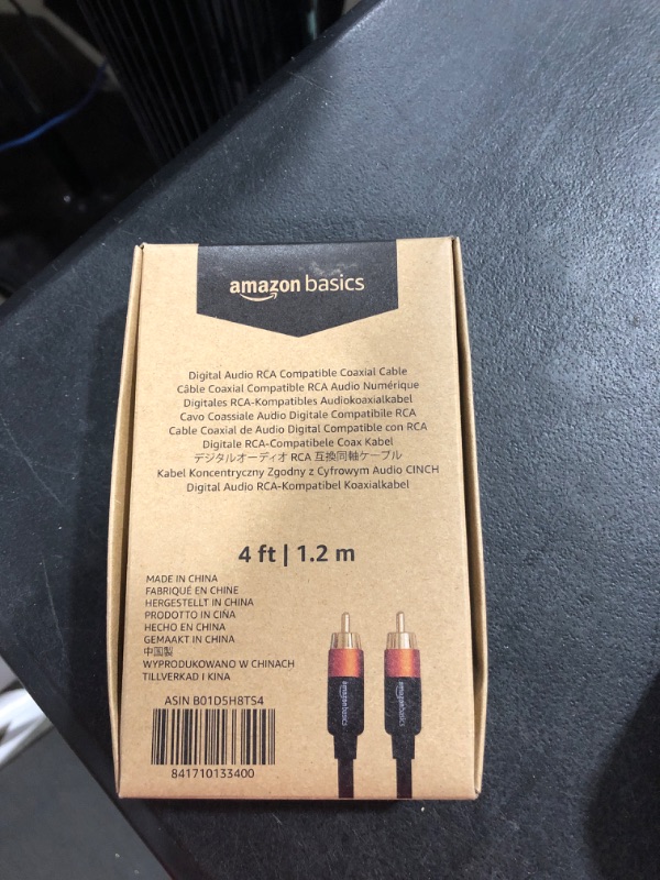 Photo 2 of Amazon Basics Digital Audio Coaxial Cable - 4 feet 4 Feet 1-Pack Coaxial Cable