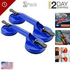 Photo 1 of  Double Suction Cups Set of 2, Heavy Duty Glass Lifting, Vacuum Pads, Transport Handle, 80 kg, Ø 12 cm, Blue
