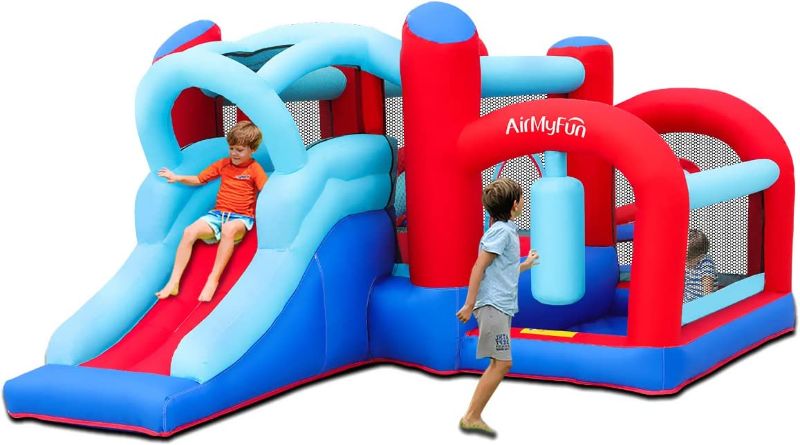 Photo 1 of AirMyFun Inflatable Bounce House, Bouncy House for Kid Outdoor with Slide,Bounce Castle with Jumping ,Ball Pit,Basketball Hoop,Target Balls and Boxing...
