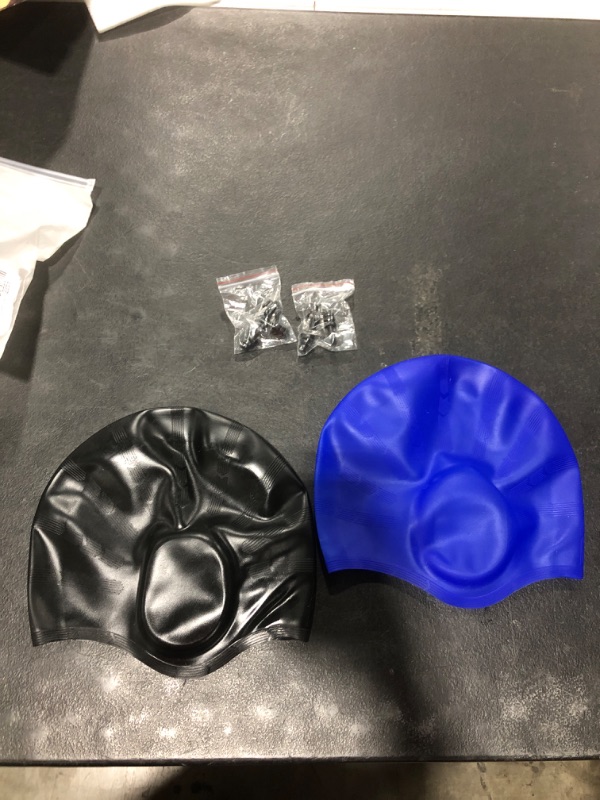 Photo 1 of 2 pk swim caps with nose and ear plugs