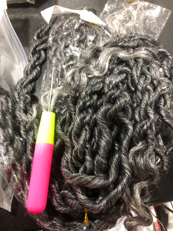 Photo 2 of 6 Packs Goddess Locs Crochet Hair For Black Women, 20 Inch Curly Boho Faux Locs Crochet Hair With Curly Ends, Crochet Pre Looped Hair Goddess Locs Hair Braiding Synthetic Hair Extensions (20 Inch,1B#) 20 Inch (Pack of 6) 1B Grey