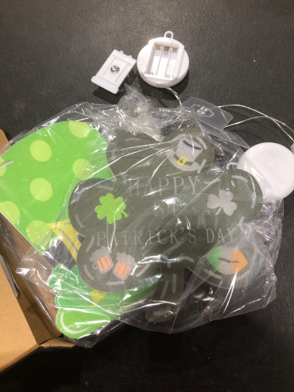 Photo 2 of 2 Pack St. Patrick's Day Decorations Window Lights with Suction Cups, Battery Operated Irish Saint Patricks Day Shamrocks Leprechaun Hat Lights with Timer for Window Wall Door Home Party Decorations