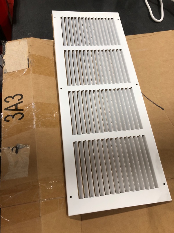 Photo 2 of 24"W x 8"H [Duct Opening Measurements] Steel Return Air Grille | Vent Cover Grill for Sidewall and Ceiling, White | Outer Dimensions: 25.75"W X 9.75"H for 24x8 Duct Opening 24"W x 8"H [Duct Opening]