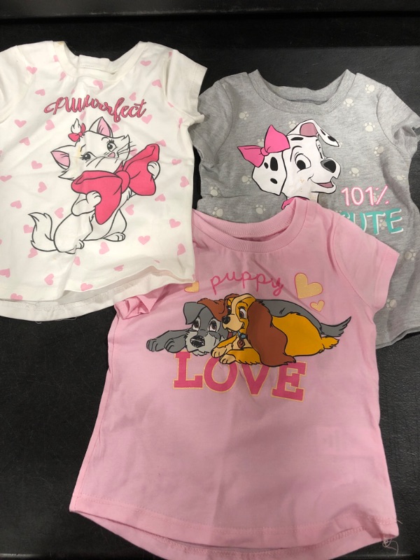 Photo 2 of Disney Classics 101 Dalmatians Lady and The Tramp The Aristocats 3 Pack Pullover T-Shirts Infant to Big Kid 3T White/Pink/Gray