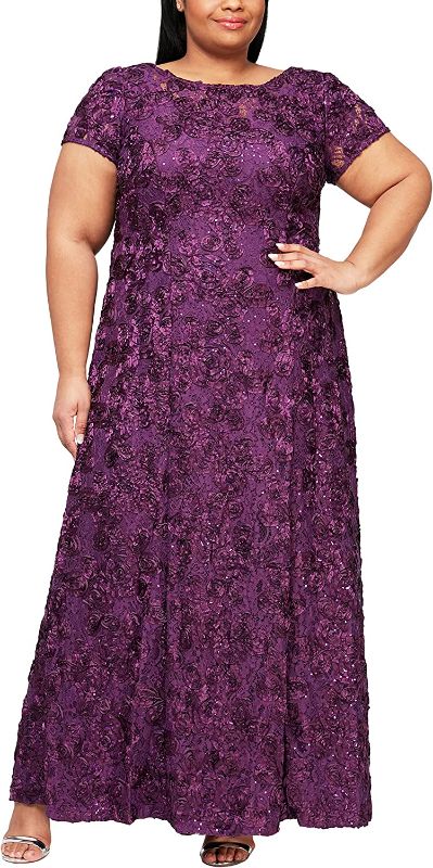 Photo 1 of Alex Evenings Women's Plus Size Short Sleeve Long A-line Rosette Lace Dress
SIZE 12P