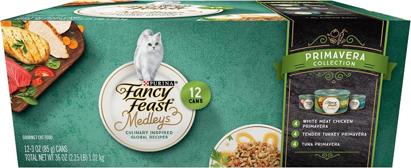 Photo 1 of (12 Pack) Fancy Feast Wet Cat Food Variety Pack Medleys Primavera Collection  Cans 3 Oz. Cans
