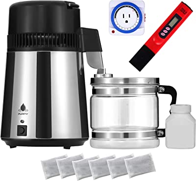 Photo 1 of Countertop Water Distiller Machine- Stainless Steel Distilled Water Maker- Water Distillers for Home Countertop- 4L Complete Distilled Water Machine Kit w/Outlet Timer, TDS Meter, Cleaner & 6 Filters
