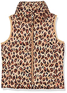 Photo 1 of Amazon Essentials Girls Lightweight Water-Resistant Packable Puffer Vest, Classic Leopard, X-Large 