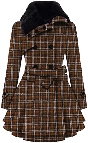 Photo 1 of  Zeagoo Women's Fashion Faux Fur Lapel Double-Breasted Thick Wool Trench Coat Jacket SIZE XL