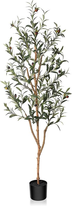 Photo 1 of  Kazeila Artificial Olive Tree 3FT Tall Faux Silk Plant for Home Office Decor Indoor Fake Potted Tree with Wood Branches and Fruits 