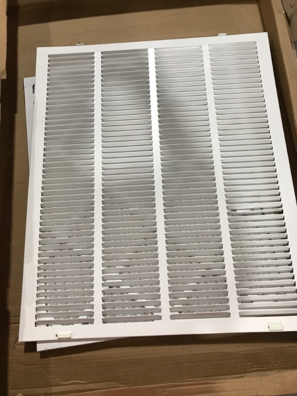 Photo 3 of 16" X 20" Steel Return Air Filter Grille for 1" Filter - Easy Plastic Tabs for Removable Face/Door - HVAC DUCT COVER - Flat Stamped Face -White [Outer Dimensions: 17.75w X 21.75h]