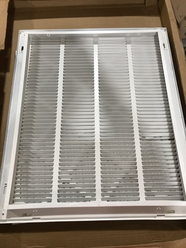 Photo 2 of 16" X 20" Steel Return Air Filter Grille for 1" Filter - Easy Plastic Tabs for Removable Face/Door - HVAC DUCT COVER - Flat Stamped Face -White [Outer Dimensions: 17.75w X 21.75h]