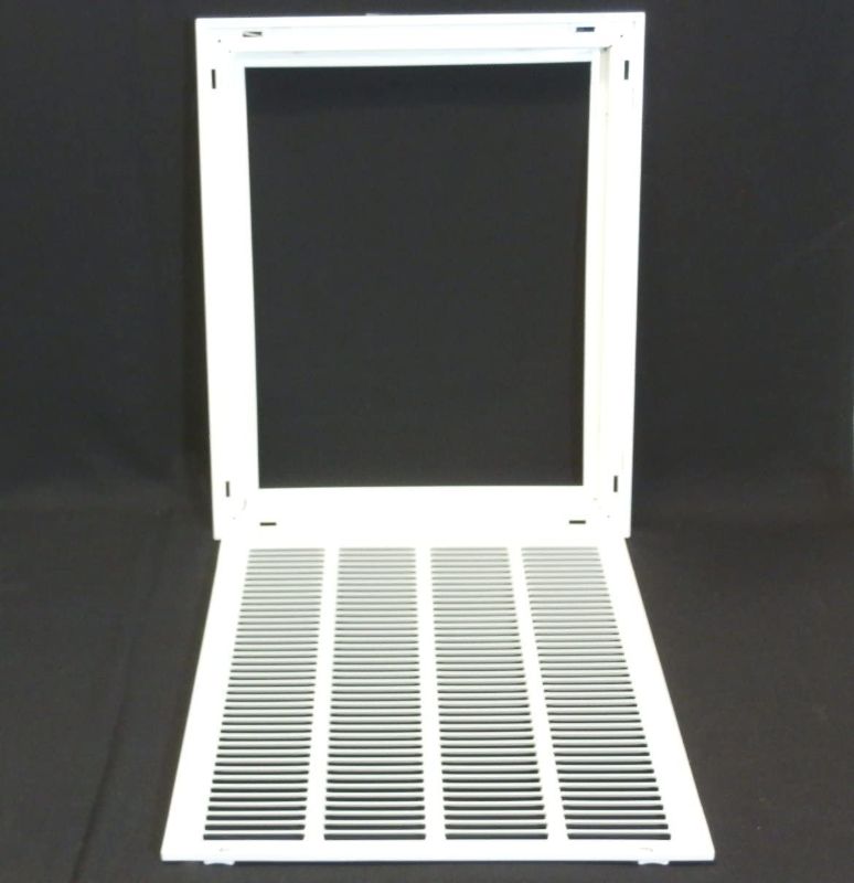 Photo 1 of 16" X 20" Steel Return Air Filter Grille for 1" Filter - Easy Plastic Tabs for Removable Face/Door - HVAC DUCT COVER - Flat Stamped Face -White [Outer Dimensions: 17.75w X 21.75h]