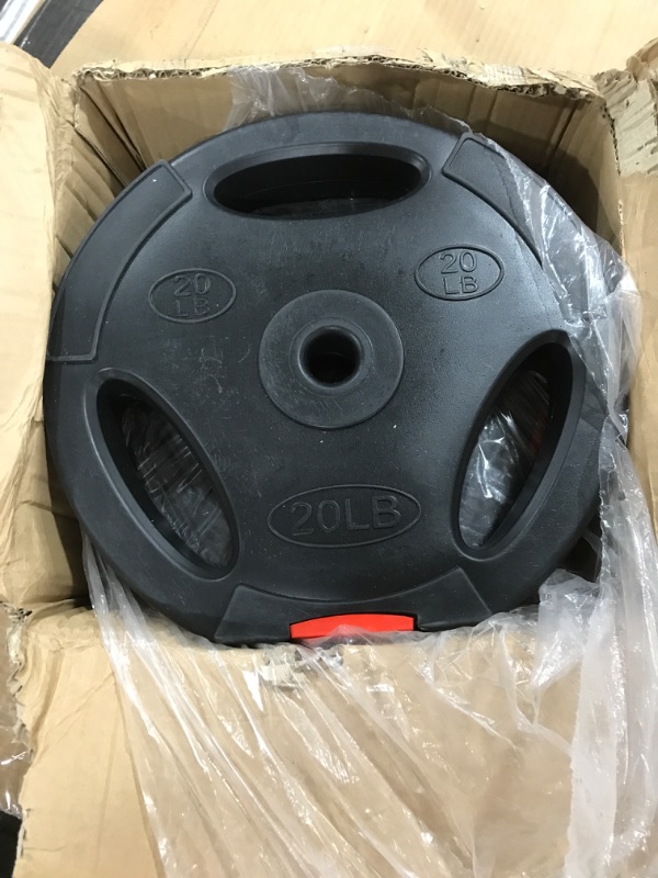 Photo 1 of BalanceFrom Vinyl Standard 1-Inch Plate Weight Plate for Strength Training, Weightlifting and Crossfit, Pair or Set with Barbell D. 20-Pound, Pair