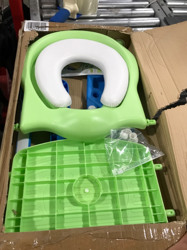 Photo 2 of Potty Training Toilet Seat with Step Stool Ladder for Boys and Girls,Baby Toddler Kid Children Toilet Training Seat Chair with Handles Padded Seat,Upgrade Version:Wider Seat Cushion Blue-Green