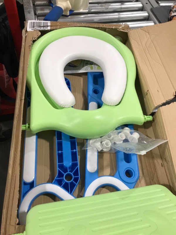 Photo 3 of Potty Training Toilet Seat with Step Stool Ladder for Boys and Girls,Baby Toddler Kid Children Toilet Training Seat Chair with Handles Padded Seat,Upgrade Version:Wider Seat Cushion Blue-Green