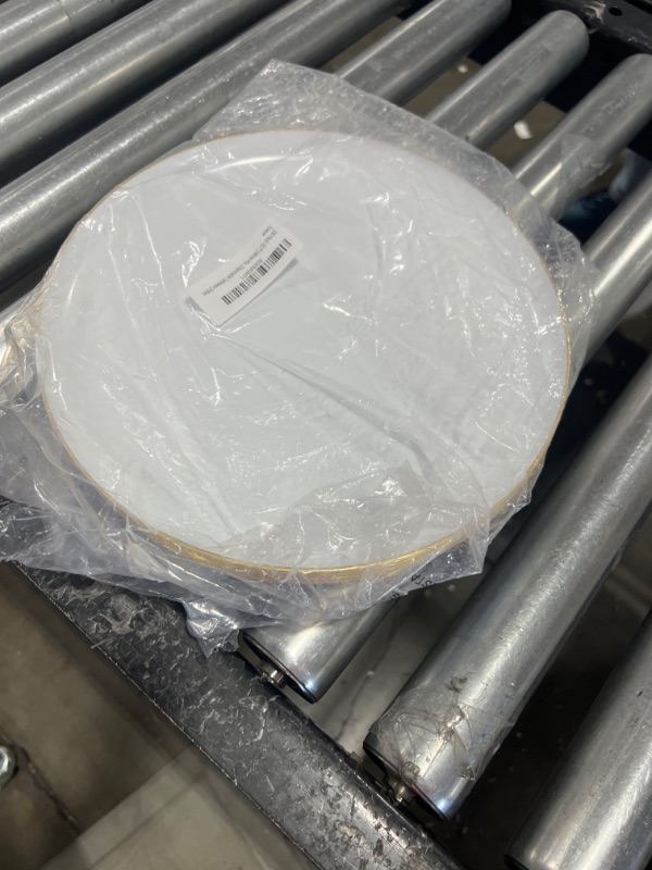 Photo 1 of [30 Pack 10.7''] White Plastic Party Plates With Gold Rim Edge Collection Premium heavyweight Elegant Disposable Tableware Dishes 10.6'' INCH PLATES White With Gold Rim